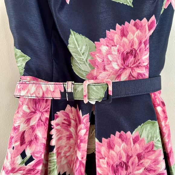 Jessica Howard Cocktail Dress Navy Floral Print Sleeveless Scoop Neck Size 8 - Picture 8 of 15